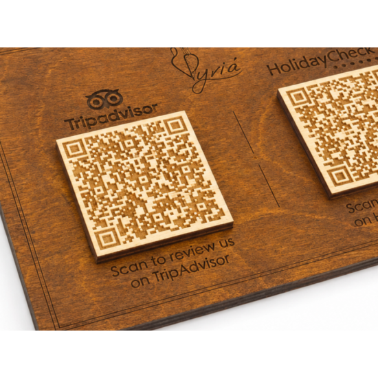Επιτραπέζια Πλακέτα με Λογότυπο & QR Code | Διπλής Όψης